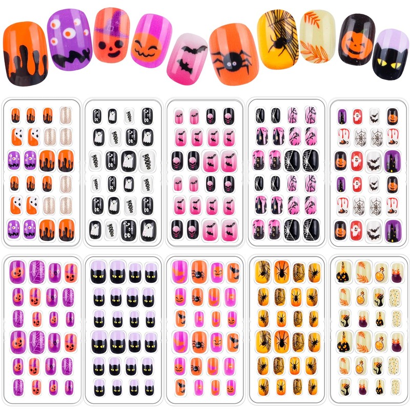 240 uñas postizas para niñas, uñas postizas acrílicas cortas de