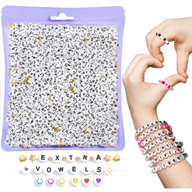 CAABISO 1100+ Pcs Letter Beads for Friendship Bracelet Making Kit with 300 Pcs Vowel Letter Beads, 31 Styles Alphabet Beads for Making TS Friendship Bracelets for Girls Gifts 4x7mm