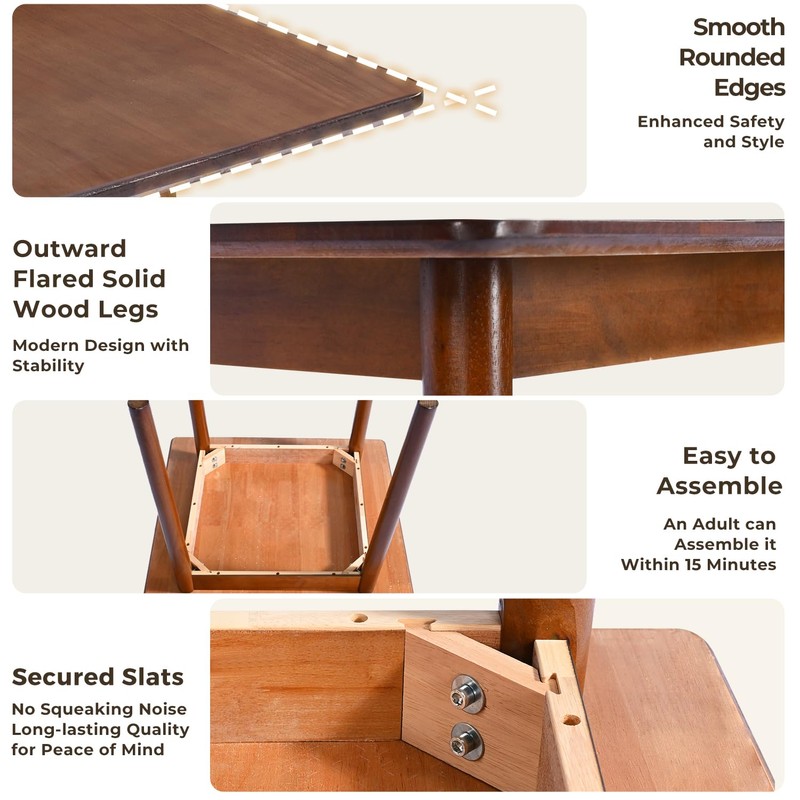 DELAVIN 29.5" Solid Wood Dining Table, Modern Small Dining Table,