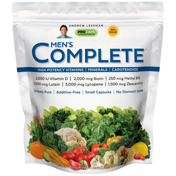 ANDREW LESSMAN Multivitamin - Men's Complete 60 Packets – High Potencies of 30+ Nutrients, Essential Vitamins, Minerals & Carotenoids. Small Easy-to-Swallow. No Binders, No Fillers, No Additives