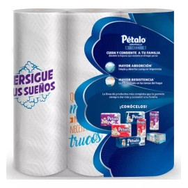 Pétalo Color Blanco Toallas De Papel Decorada 3 Rollos De 60 Hojas Multiusos