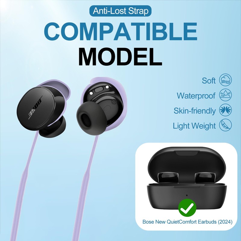 Anti-Lost Strap Compatible with Bose New QuietComfort Earbuds (2024), Soft