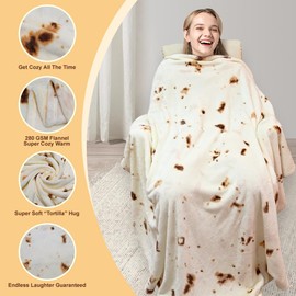 Allike Burritos Tortilla Blanket 60 Inches, Super Soft Throw Plush Wrap Tortillas Blanket, Double Sided Novelty Blanket for Adult, Kids