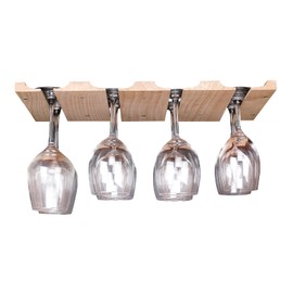 fdjamy Wine glass holder-a wooden wine glass rack and goblet storage rack installed under the cabinet or countertop (Natural color)