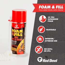 Red Devil 090806 Spray Foam, Fill Large Gaps & Cracks, Expanding Insulation, Polyurethane Foam Sealant, 8 oz, Off White