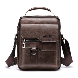 A-QMZL Men's Shoulder Bag PU Leather Man Bags for Men Shoulder Crossbody Messenger Bag Business Travel Pack Satchel Side Bag Casual Handbag Sling Bags for Men Daily Use (Brown)