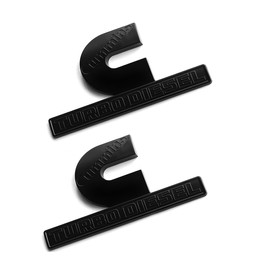Pair Set Compatible with Cummin Turbo Emblem 3D Fender Badges Nameplate for 2500 3500 (Matte Black)