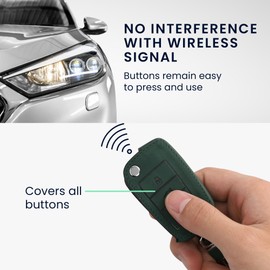 kwmobile Car Key Case Compatible with VW Golf 7 MK7 3-Button Car Key - Nubuck Leather Look - Faux Leather Protective Key Case Cover - Dark Green