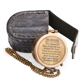 Engraved Pocket Compass with Leather Case – Inspirational Quote & Vintage Design Gift (Quote -2)
