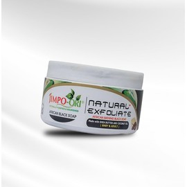 JIMPO-ORI Natural Exfoliate African Black Soap 250ml, Naturally Purifies & Nourishes all Skin Face Types – Men, Women, Adults, and Babies.