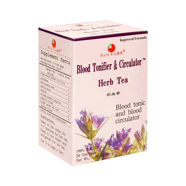 Health King Blood Tonifier & Circulator Herb Tea, Teabags, 20-Count Box (Pack of 6)