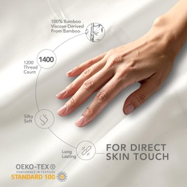 EPITEX 3 Pcs Twin Sheet Set - Viscose Derived from Bamboo, 1400 Thread Count, Silky Soft and Luxurious Hotel Bedding, Breathable Bed Sheets Set for Hot Sleeper, Deep Pocket Up to 16'', Beige