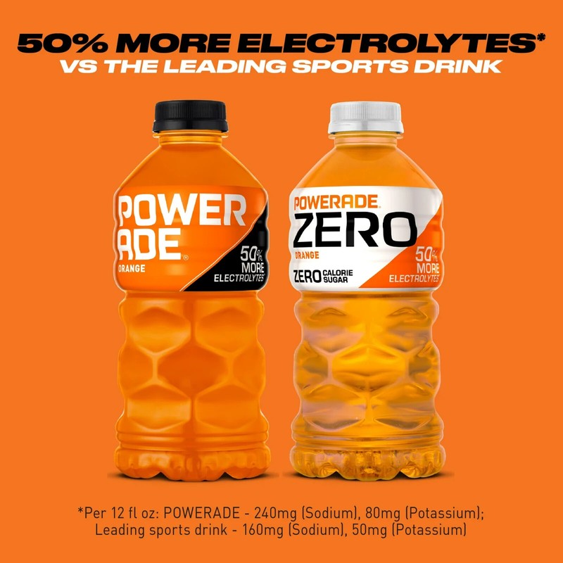 POWERADE Electrolyte Enhanced Zero Sugar Orange Sport Drink, 28 fl