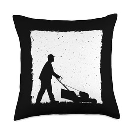 Cool Vintage Landscaper Art For Men Dad Lawn Mower Lawn Care Throw Pillow