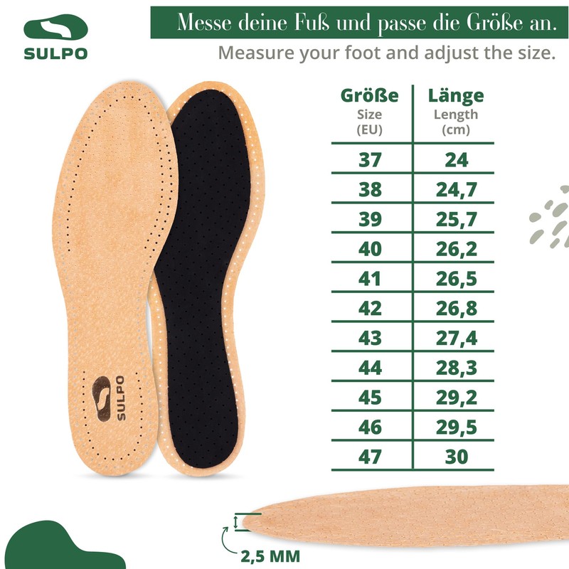 Marol Activated Carbon Insoles for Sweaty Feet Perforated Real Leather