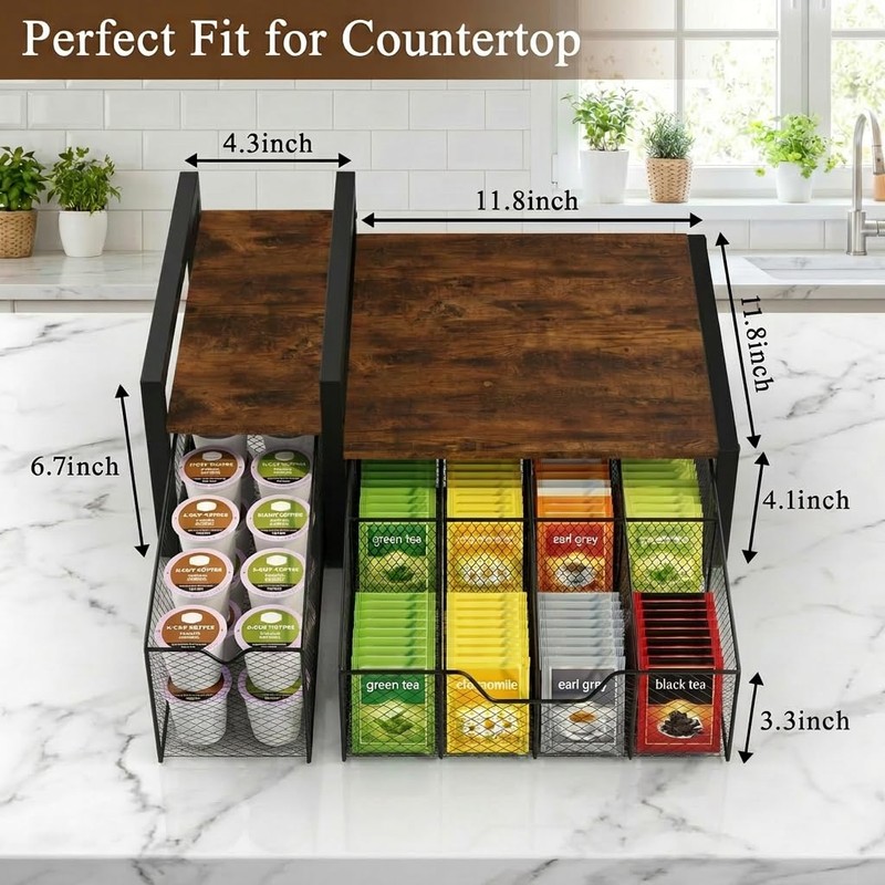Coffee Station Organizer for Countertop, Coffee Bar Holder for Pods