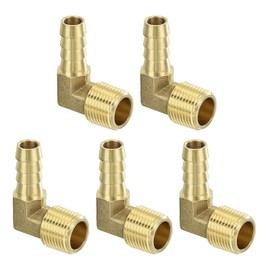 QUARKZMAN Brass Hose Barb Angle Fitting 3/8 Inch Barb x 3/8 Inch NPT Male 90 Degree Brass Hose Barb Pipe Fitting for Water Fuel Air