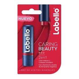 Bálsamo Labial LABELLO Caring Beauty Red Color Intenso y Cuidado Duradero 4.8 g