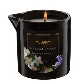 MELONY Luxury Massage Candle - Moisturising, Body Oil Candles for Muscle Relaxation, Home Spa, 8.1OZ (Jasmine & Patchouli)