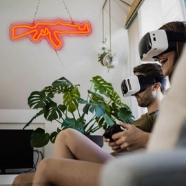 AK47 Gun Neon Sign Gun Neon Light LED Neon Sign for Wall Décor Dimmable LED Neon Light for Bar Restaurant Music Concert Man Cave Wall Art 16.8"×6.4"