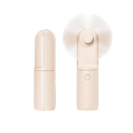 Coohea Portable Fan Mini Handheld Fan Small Makeup Lash Fan Powerful Personal Cooling Fan USB Rechargeable Battery Operated, Hand Held Fan for Travel Beach Hike, Pocket Size, 10-15.5H Working, Beige
