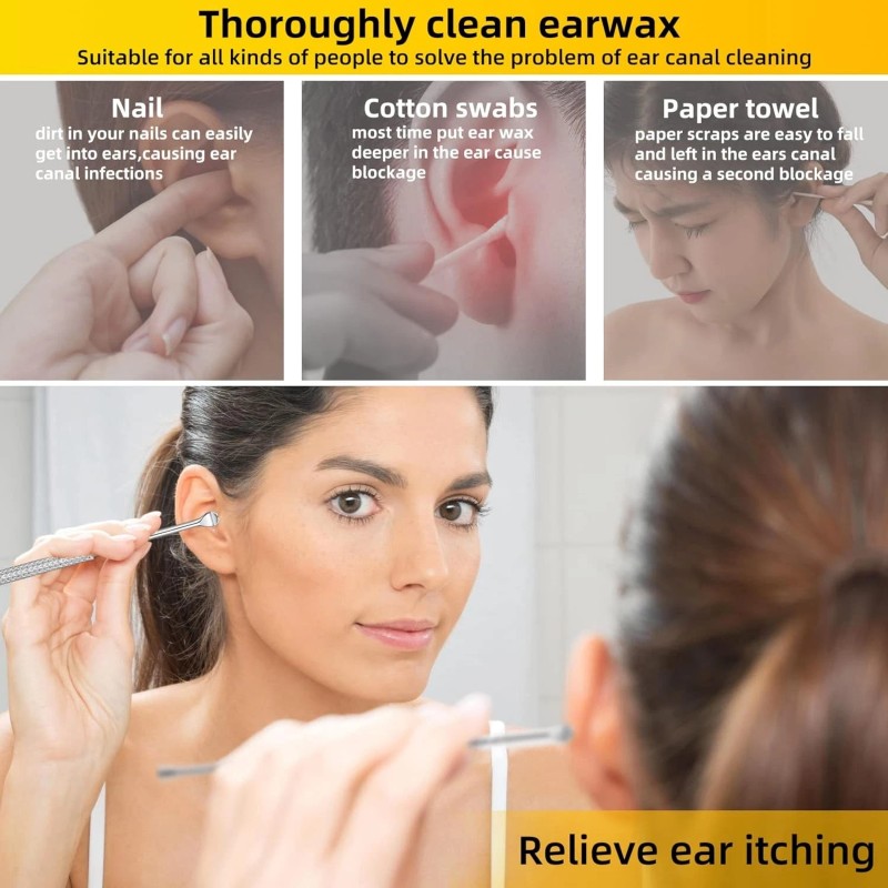 mamakoi 9 Pcs Ear Pick Earwax Removal Kit, Ear Cleansing