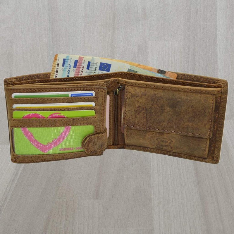 flevado Adler Men's Wallet Buffalo Leather Biker Wallet with RFID