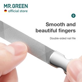 MR.GREEN Double Sided Nail Files Stainless Steel Manicure Pedicure Grooming for Professional Finger Toe Nail Care Tools (Long)