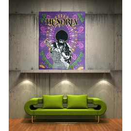 ICC Jimi Hendrix Guitar Poster Wall Hanging Tapestries Jimmie Hendrix Classic Rock legend Music Tapestry Jimmy Bohemian Decoration Psychedelic Hippie Large Vintage Decor Purple