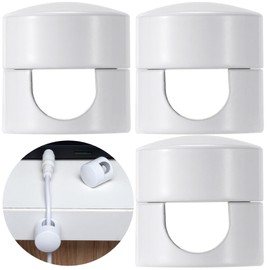 SmallCat 3 Sets Charger Holders for Cords, White Adjustable Cable Anchor Holders, Adhesive Metal Cord Clips, Cable Management Wire Organizers for Desk, Office, Nightstand