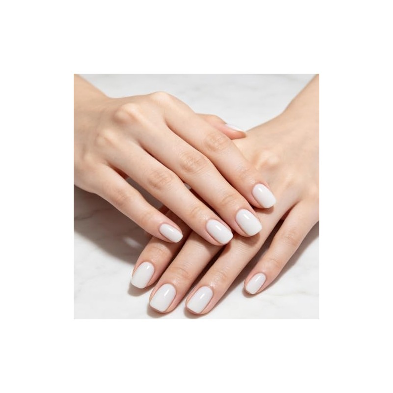Uñas postizas blancas cortas cuadradas – 32 piezas de uñas