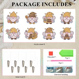 JZHYOAN DIY Bee Special Shape Diamond Metal Hooks, Diamond Painting Wall Adhesive Hook for Hanging Heavy Duty, Self-Sticky Hooks for Bathroom Kitchen Adult Woman Man Bedroom