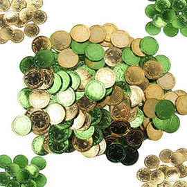 Artong 120 Pieces St. Patrick's Day Gold Green Coins Plastic Lucky Coins Shamrock Leprechaun Coins for St. Patrick's Day Party Decoration Favors and Table Sprinkles (120 PCS/Gold+Green)