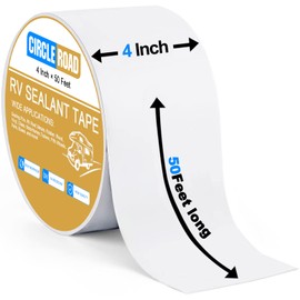 RV Roof Tape White, 4 Inch X 50 Feet RV Repair Sealant Tape, Stop Camper Roof Leaks, UV-Resistant, Weatherproof and Reliable for Camper, Trailer, Boat (4In-50FT)