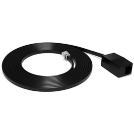 10 Feet Phone Extension Cord for Landline Telephones • High End Quality RJ11 Phone Cable • Pure Copper • 50 Micron Gold Contacts • Strong Thick Outer Jacket (Black, 10 FT)