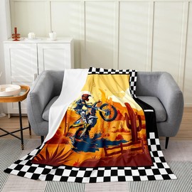 Feelyou Kids Dirt Bike,Bed Blanket 40"x50", Extreme Sports Flannel Fleece Blanket Racing Motocross Plush Throw Blanket, Motorcycle Bed Set