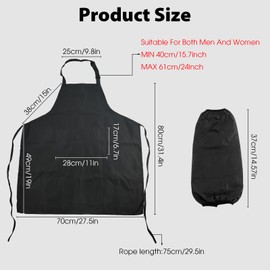 1 Pack Black Apron, Waterproof Adjustable Black Kitchen Chef Aprons with 2 Pockets, Women Men Aprons for Home Kitchen, Restaurant, Coffee House, Baking Gardening BBQ(70*80cm/27.5*31.4inch)