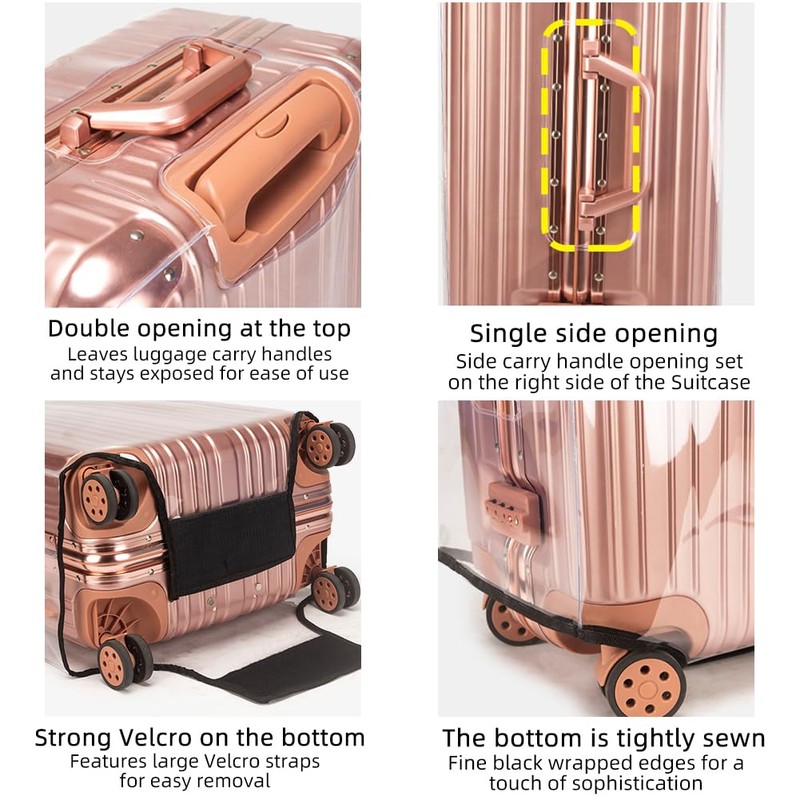 Veki Clear Protective PVC Suitcase Cover with Zip, Waterproof Dustproof