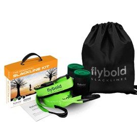 Flybold 57ft Slackline Kit - Slack Lines for Backyard for Kids and Adults with Tree Protectors, Carry Bag and Ratchet - Ninja Slackline Obstacle Course and Balance Rope for Core Strength Training