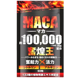 マカ 100,000mg 奮煌王 サプリ 亜鉛 シトルリン アルギニン ペルー産 濃縮有機マカ 厳選133種 60粒