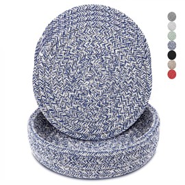 Trivets for Hot Dishes, Trivets for Hot Pots and Pans, Hot Pads for Countertops, Coasters 4 Pcs and Storage Basket 1 Pack, Pot Holders for Kitchen, Cotton Hot Mats Cooking Pad Protect Table (Blue)