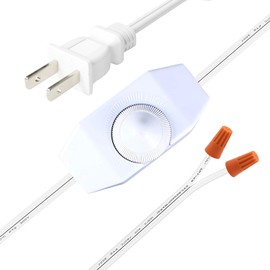 2Pack Rotary Dimmer Switch 5.9 ft Extension AC Power Cord Plug Cable for Halogen and Incandescent Bulbs lamp, Compatible with LED dimmable Lights, UL Listed White