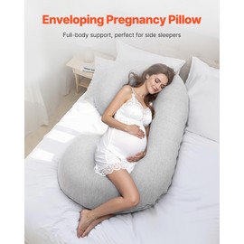 VEVOR Pregnancy Pillow, C-Shaped Full Body Maternity Pillow for Sleeping, Ultra-Soft and Breathable Pregnant Support Pillows with Removable & Washable Cover, Perfect for Back, Belly, Hip, Legs Relief