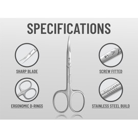 Cuticle Scissors Extra Fine Curved - Professional Beauty Scissors for Nails, Cuticles, Eyelashes, Mustache and beard - Manicure Scissors for Women (Cuticle Scissors)