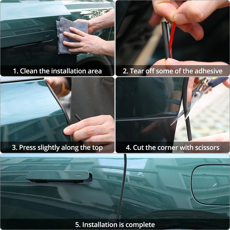 QWORK® 5M Car Door Edge Protector Strip, U-Shaped Door Seal