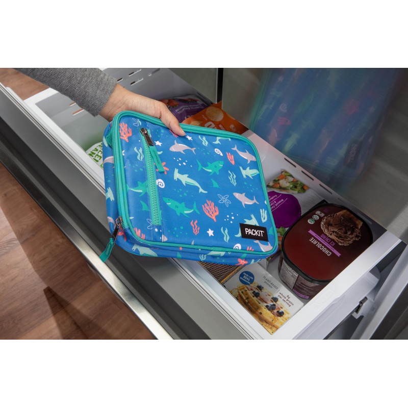 PackIt Freezable Classic Lunch Box, Sea Shark, Built with ECOFREEZE