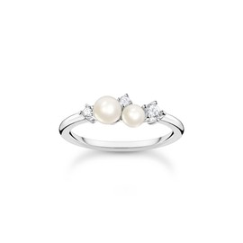 THOMAS SABO TR2368-167-14 Women's Ring Pearls with White Stones 925 Sterling Silver, Sterling Silver, Cubic Zirconia