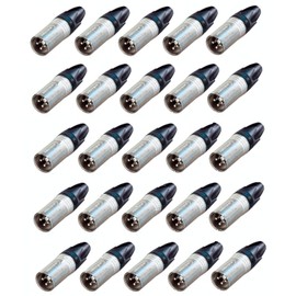 25 Pack Neutrik NC3MXX 3 Pin Male XLR Mic Connector Nickel case, Silver Contacts
