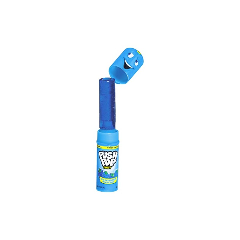 Push Pop Blue Candy Lollipops, 10 Ct Individually Wrapped in
