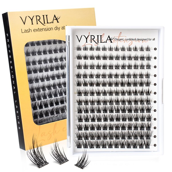 VYRILA Lash Clusters 8-16mm, False Eyelashes 144pcs, Cluster Eyelash Extensions